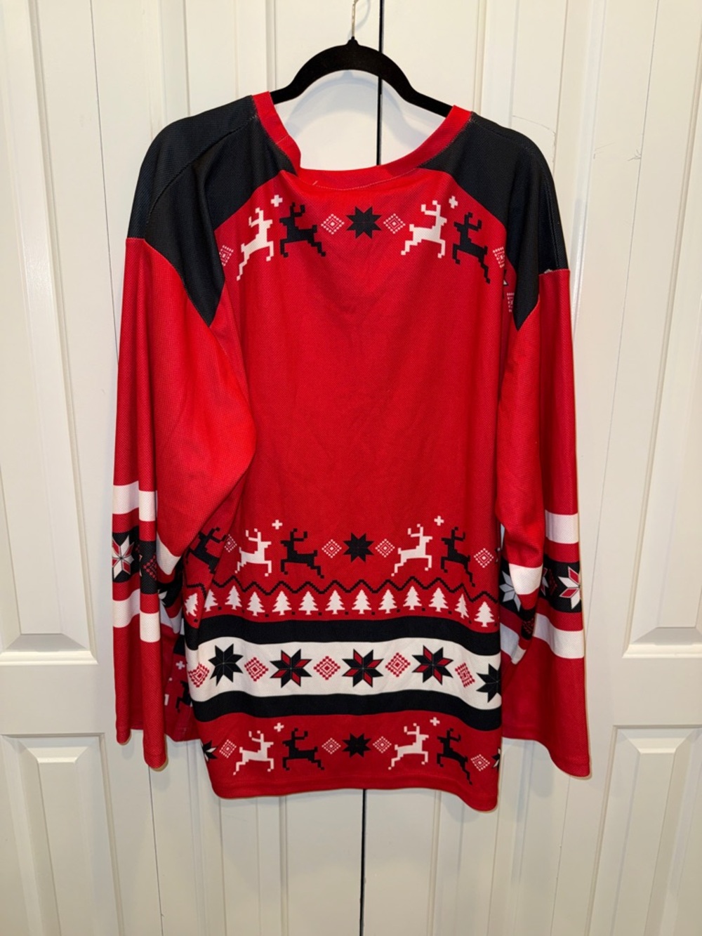 NHL Red and Black Holiday Knit-Style Hockey Jersey - Picture 4 of 6